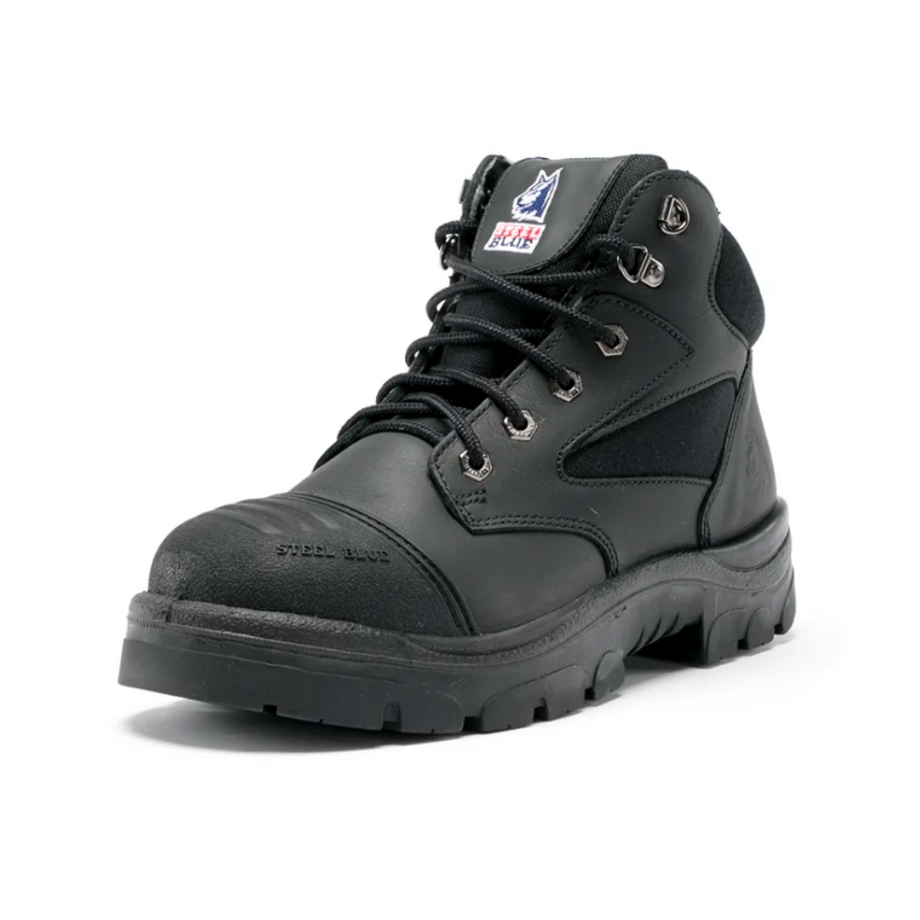 Black steel blue boots discount