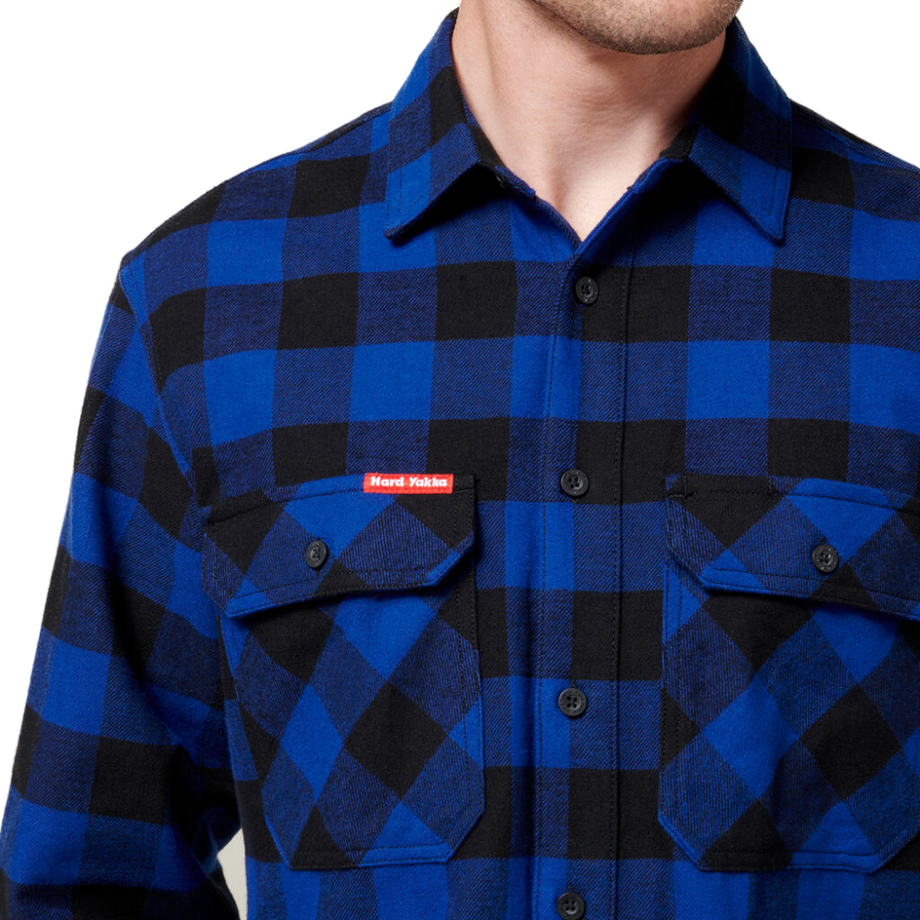 Hard Yakka Long Sleeve Check Flannel Work Shirt, Y07295